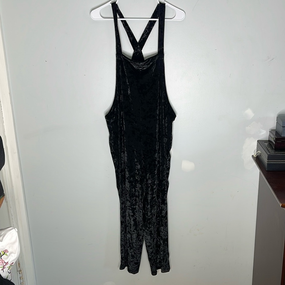 Urban Outfitters Black Crushed Velvet Jumpsuit